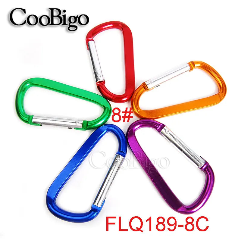 Aluminum Carabiner Key Holder Snap Hook Clip Keychain Keyring Keyfob D Ring Buckle Bottle Hanger Men Outdoor Sport Accessory 2pc