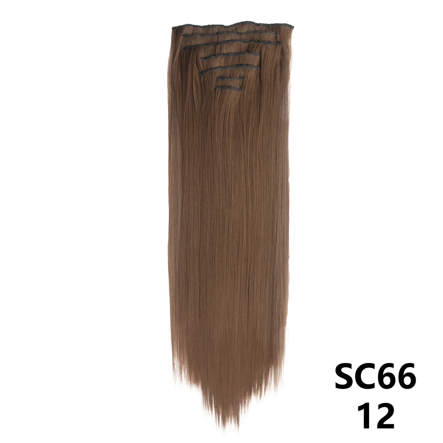 Long Straight Synthetic 16 Clips In Hair Extensions 7Pcs/Set High Temperature Fiber Black Brown Blonde Hairpiece For Women