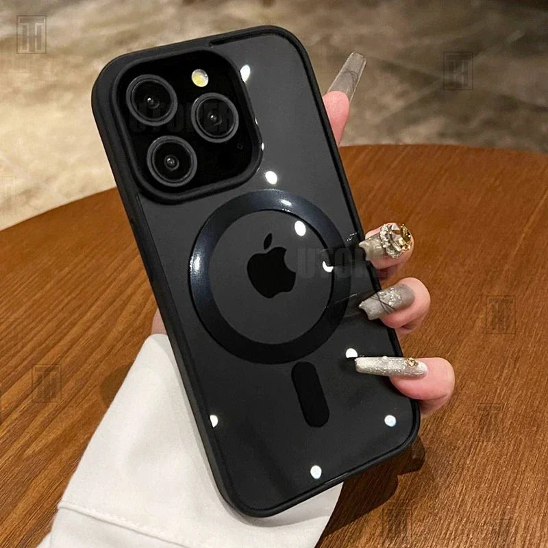 Pink Transparent Acrylic Case for iPhone 17 Air 16 15 14 13 12 11 Pro Max Plus Hard Shockproof Powerful Magnetic Magsafe Cover