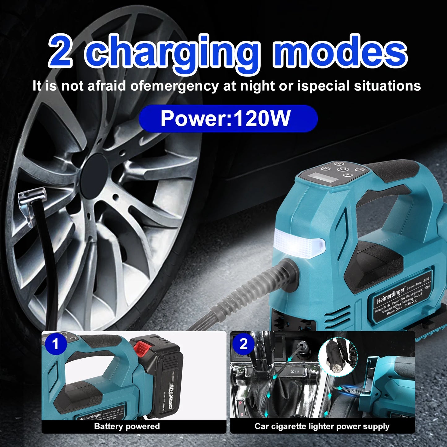 Cordless Electric Air Pump For Car Bicycle Tires Balls Portable Car Tire Inflator Air Compressor For Makita 18V Battery