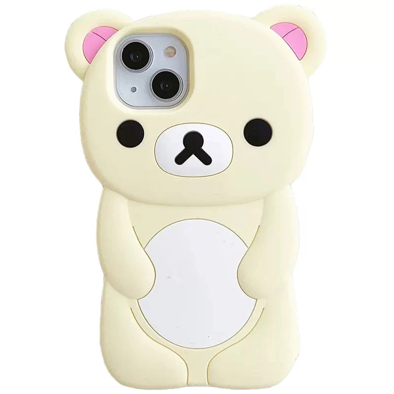 Rilakkuma Bear Silicone Soft Cover Case For iPhone 17 16 15 14 13 12 11 Pro Max mini Plus Xs XR 6 7 8 Plus