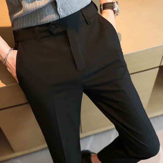 Men's Summer Pants Business Formal Wear Elastic Waist Suit Pants For Men Clothing 2024 Slim Fit Full Length Trousers Big Size 44