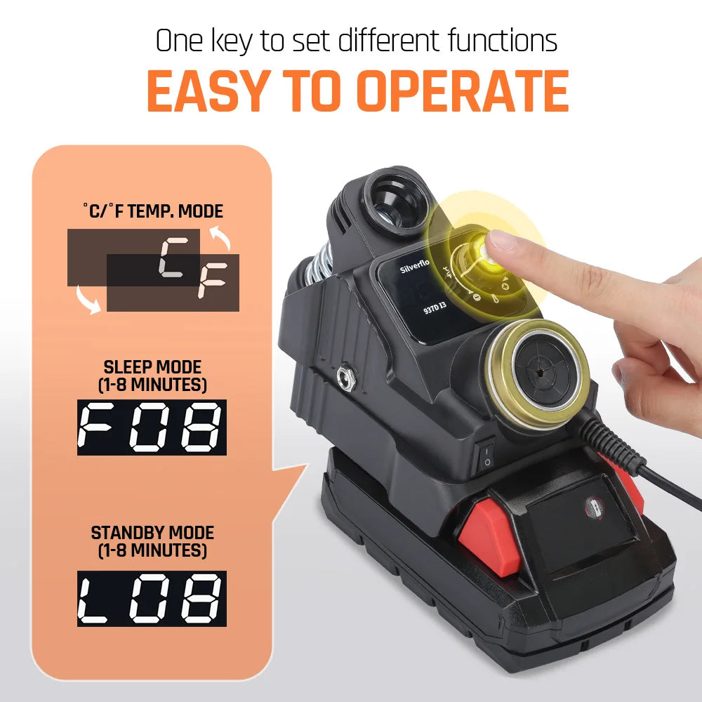 Silverflo 937DI Cordless Soldering Station Portable Soldering Station with Sleep Mode for DEWALT/Milwaukee/MAKITA/Battery 18/20V