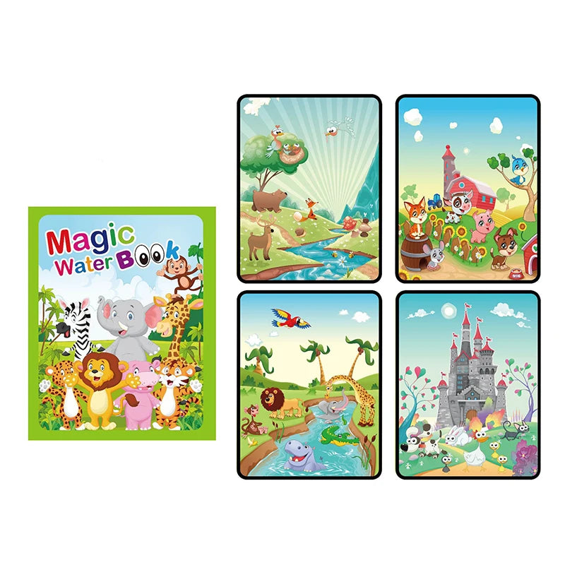 Reusable Magic Water Coloring Book Drawing Book for Kids Toddler Painting Book Montessori Educational Learning Toys