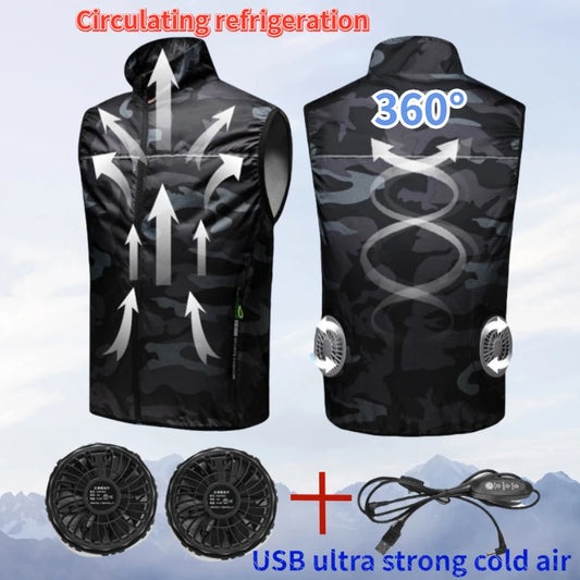 Summer Cool Vest Wearable Refrigeration Fan Vest Air Conditioner Clothes Outdoor Cooling Tactical Fishing Sleeveless Work Jacket