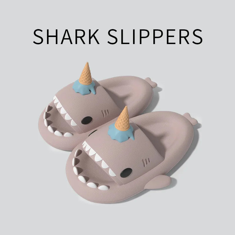 Women Shark Slippers Clapper flip flops House Cloud Platform Slides Summer Beach Sandals Men Male Shoes Fish Dot Cat Female