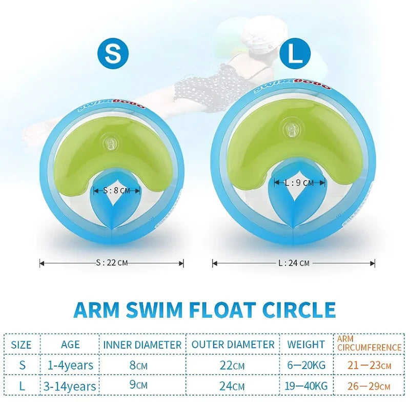 Swimbobo Children Swimming Arm Circle Boys and Girls Swimming Arm Circle Green Orange Thickened Inflatable Water Sleeve Toy