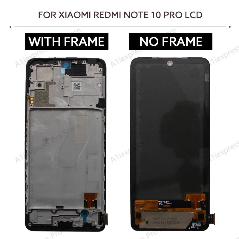 AMOLED LCD Screen For Xiaomi Redmi Note 10 Pro LCD Display Touch Screen Digitizer Assembly M2101K6G M2101K6R Screen Display Part