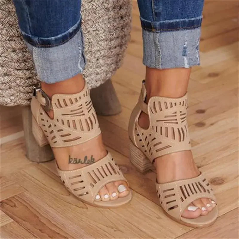 Women Wedge Mid Heel Summer Slip-on Buckle Ladies Shoes Artificial Open Toe Casual Wedding Pumps Sandalias Tailor-made Suits