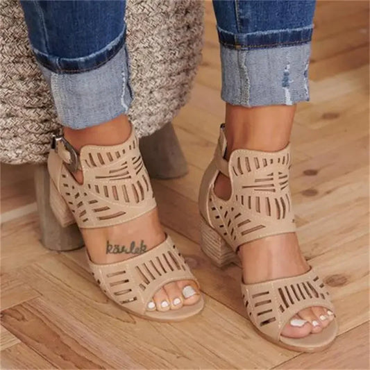 Women Wedge Mid Heel Summer Slip-on Buckle Ladies Shoes Artificial Open Toe Casual Wedding Pumps Sandalias Tailor-made Suits