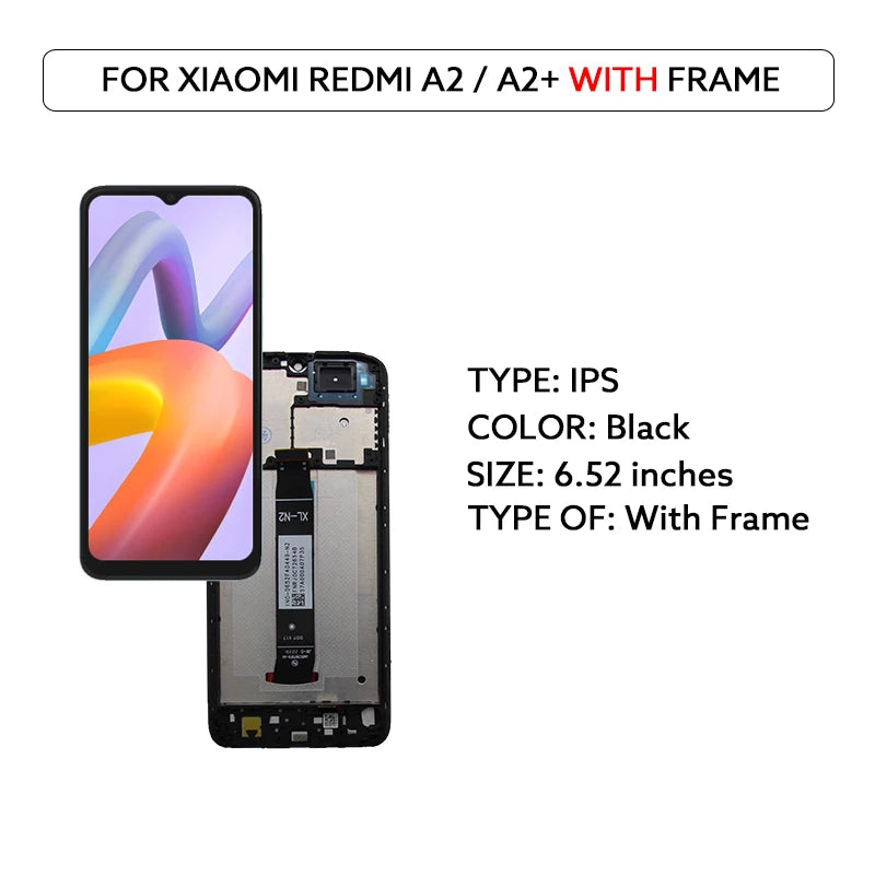6.52" IPS LCD Display For Xiaomi Redmi A2 A2+ A2 Plus Touch Screen Digitizer Assembly 23028RN4DG 23028RNCAG Replacement Parts