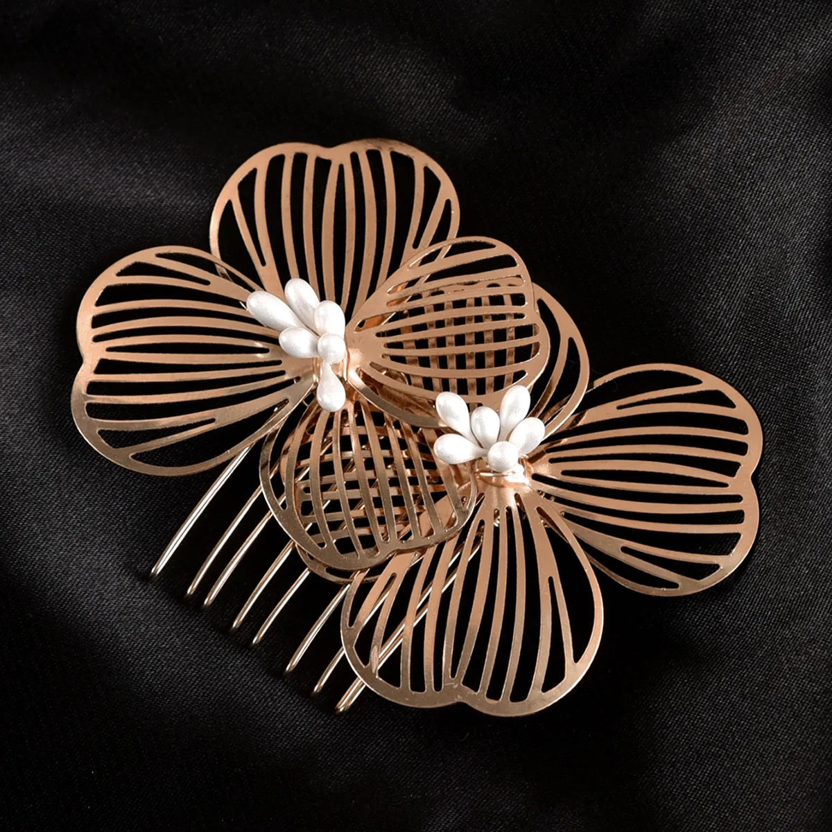 Bride Wedding Hair Combs Gold/Silver Color Alloy Flower Hairpin Clips for Women Birthday Party Headpiece Bridesmaid Hair Jewelry