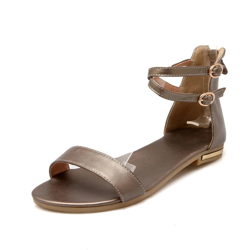 Summer Shoes Women's Sandals Big Size Genuine Leather Gold Flats Casual Beach Shoe White Gladiator Flip Flops Female Comfortable