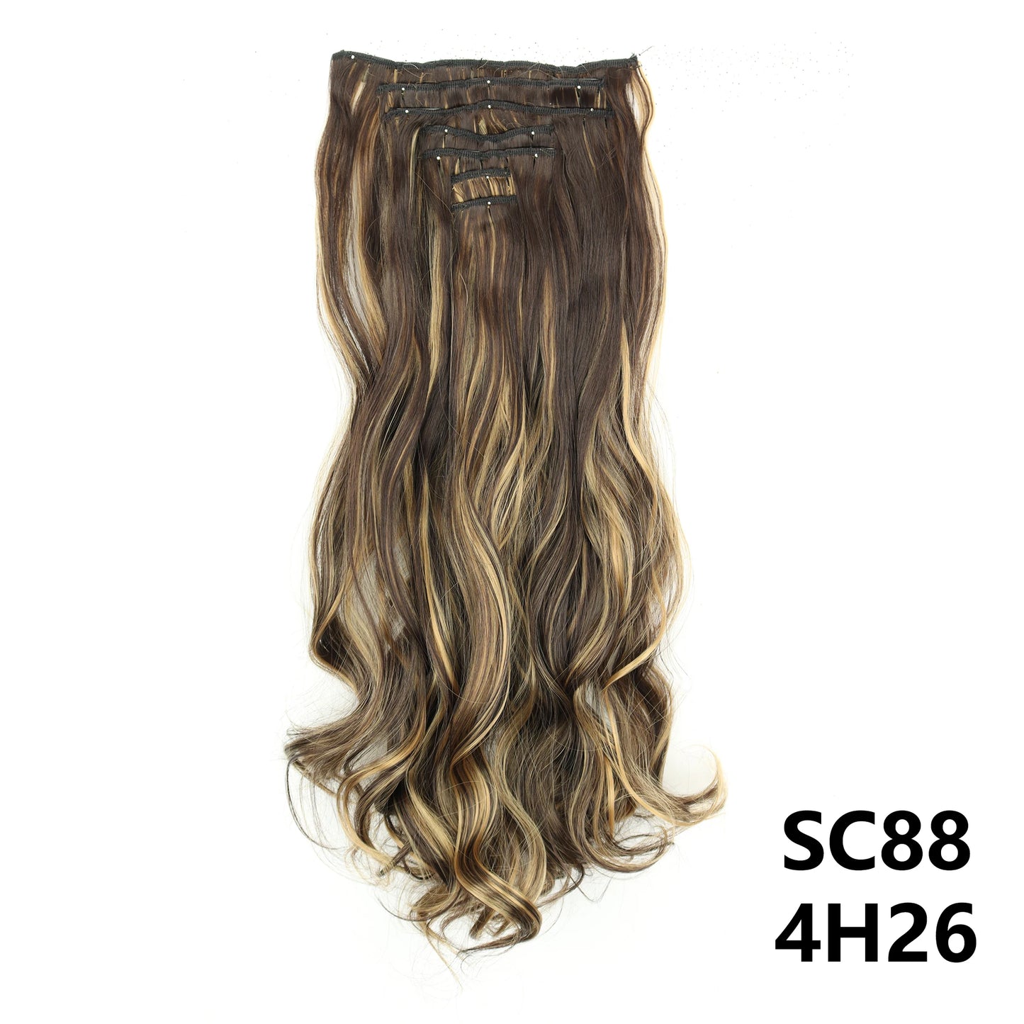 Long Straight Synthetic 16 Clips In Hair Extensions 7Pcs/Set High Temperature Fiber Black Brown Blonde Hairpiece For Women
