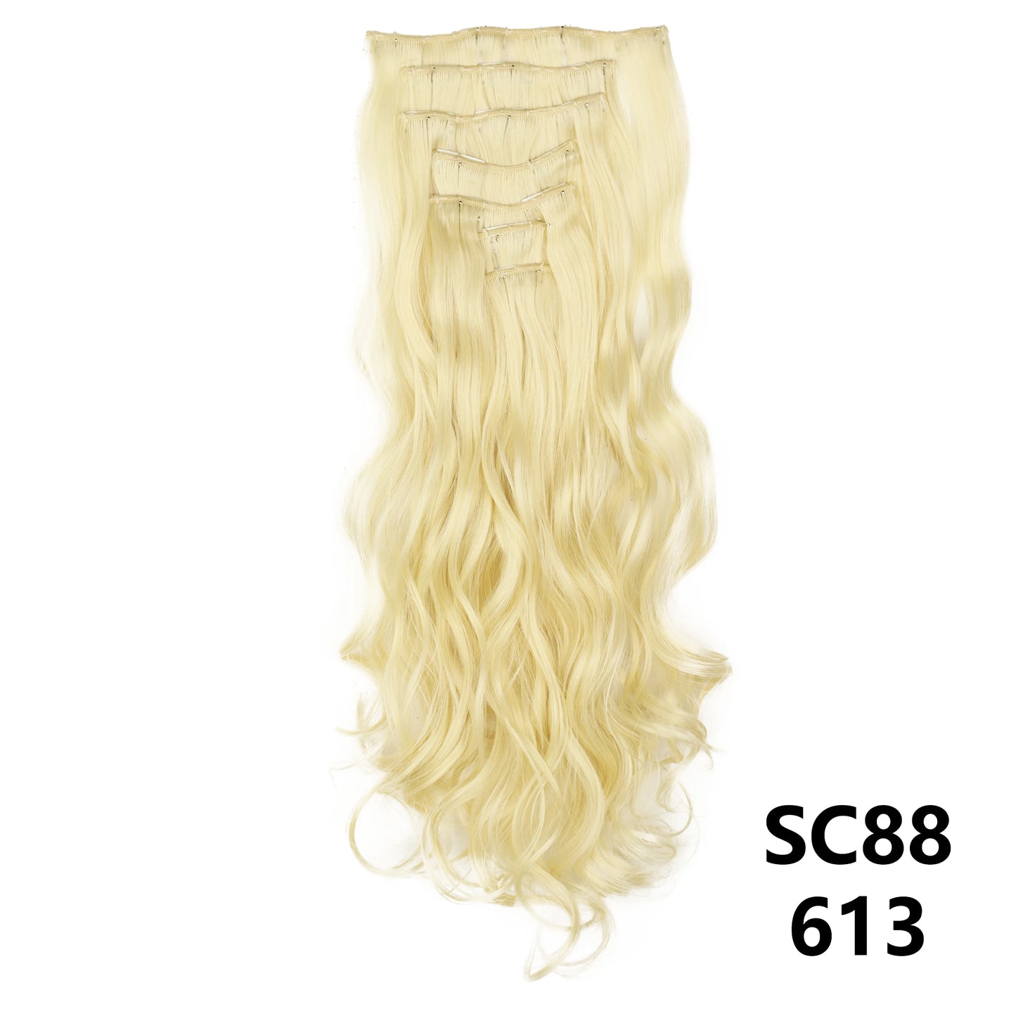 Long Straight Synthetic 16 Clips In Hair Extensions 7Pcs/Set High Temperature Fiber Black Brown Blonde Hairpiece For Women