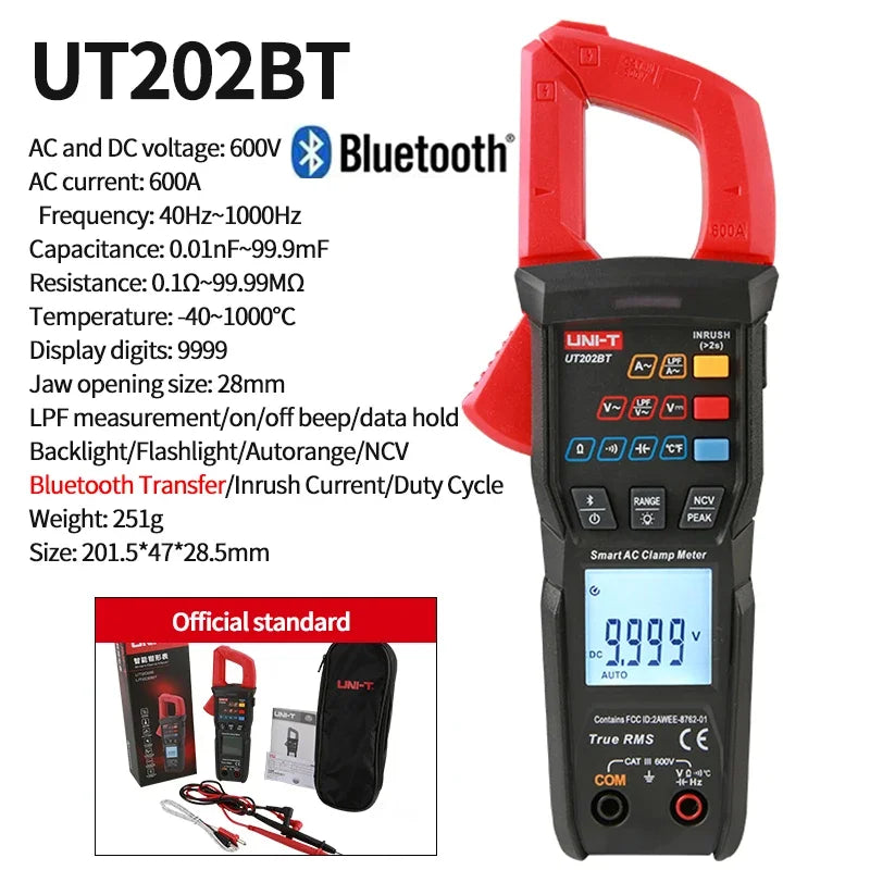UNI-T UT210E UT202A UT204 Plus Clamp Meter AC/DC Digital Voltmeter Ammeter Pliers Multimeter Professional Electrical Multitester
