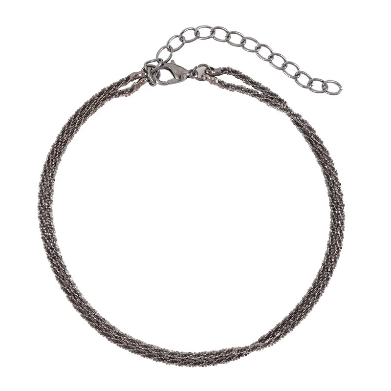 Sterling Silver Ankle Bracelets for Women Dainty Adjustable Layered Anklet Set Stackable Cuban Link Anklets Beach Jewelry