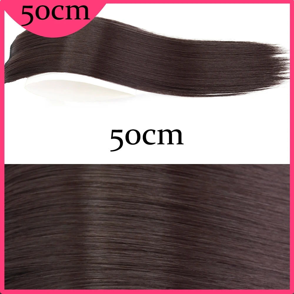 MERISI HAIR Synthetic Invisable Straight Hair Pads Clip In One Piece 2Clips Increase hair volume Hair Extensions Top Side Cover