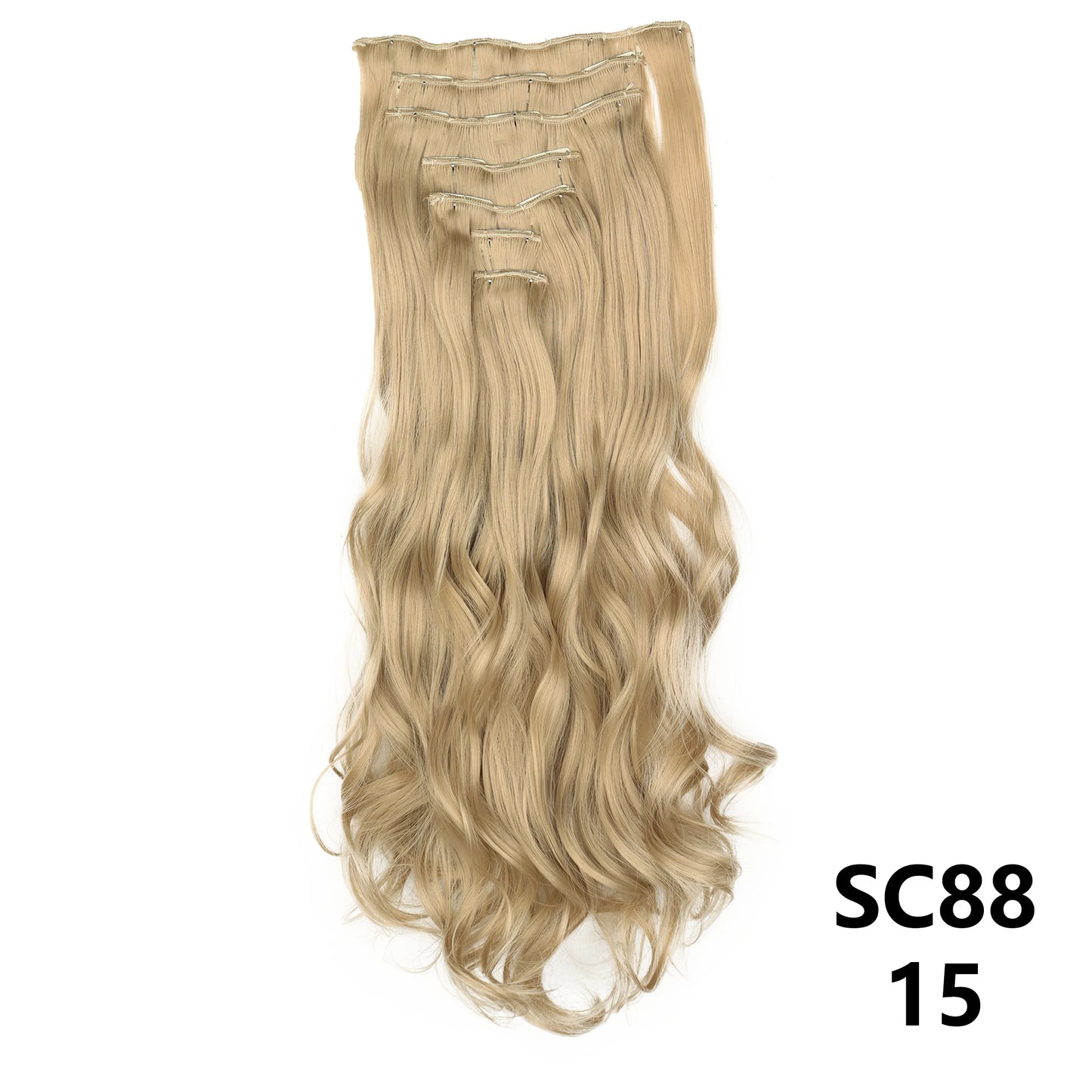 Long Straight Synthetic 16 Clips In Hair Extensions 7Pcs/Set High Temperature Fiber Black Brown Blonde Hairpiece For Women