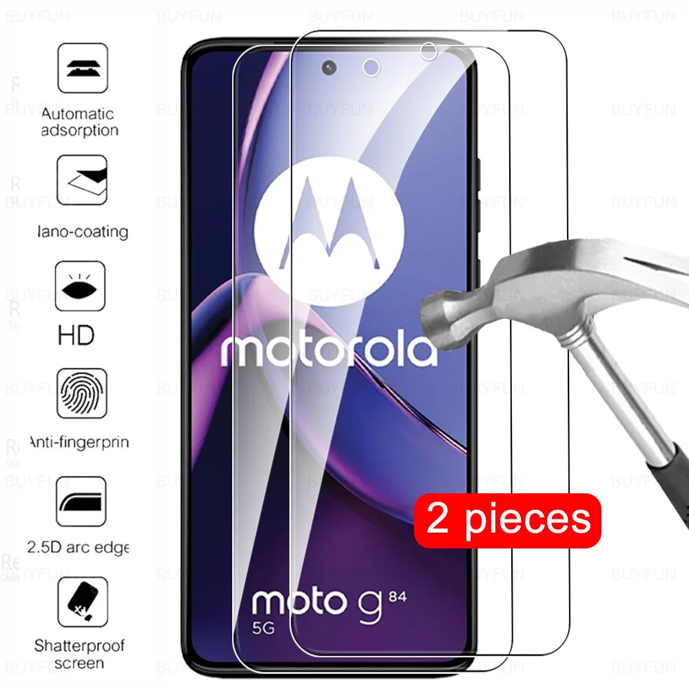 2 Pcs For Motorola Moto G84 5G Glass Screen Protector G54 G34 G24 Power G14 G04 4G G05 G15 G35 G45 G55 G75 Tempered Protect Film
