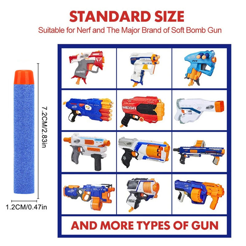 FRENSIT Blue Round Head Bullets 7.2cm for Nerf N-strike Elite Series Blasters Foam EVA Refill Darts Kids Toy Guns Accessories