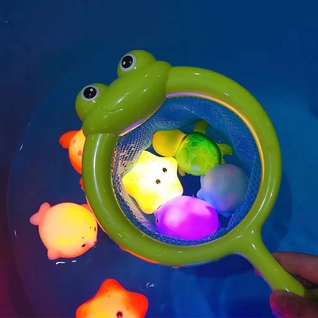 Pool Party Glowing Toys Bath Time Funny Bathtub Toy Water Sensor Luminous LED Ocean Animal Water Floating Toy For Baby Infant