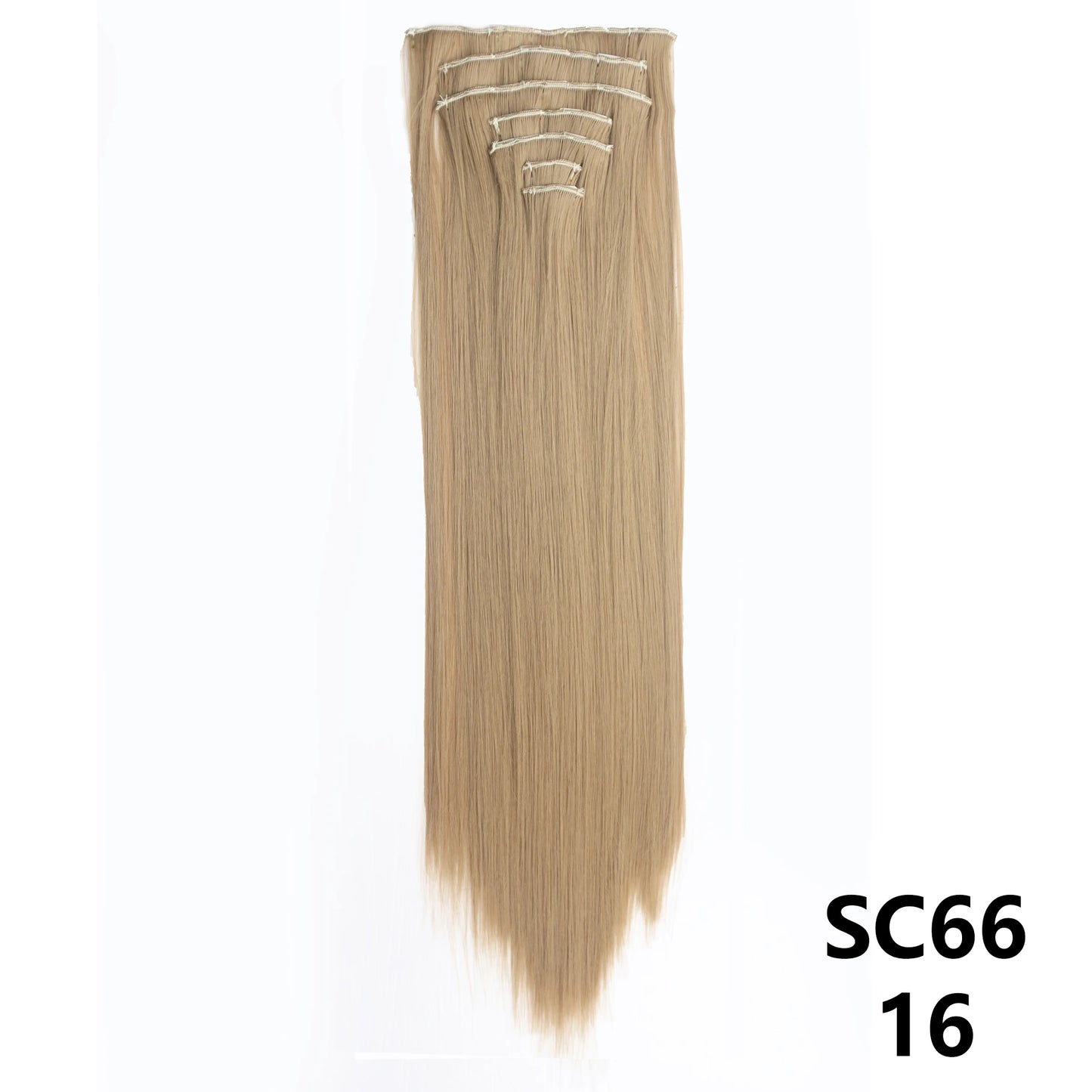 Long Straight Synthetic 16 Clips In Hair Extensions 7Pcs/Set High Temperature Fiber Black Brown Blonde Hairpiece For Women