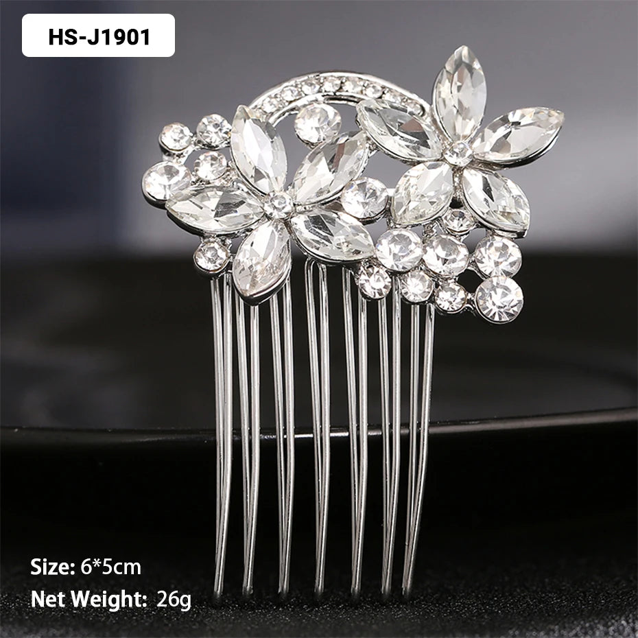 Efily Classic Silver Color Wedding Hair Combs Hairpins Crystal Rhinestone Bride Hair Accessories Women Tiara Bridal Hair Jewelry