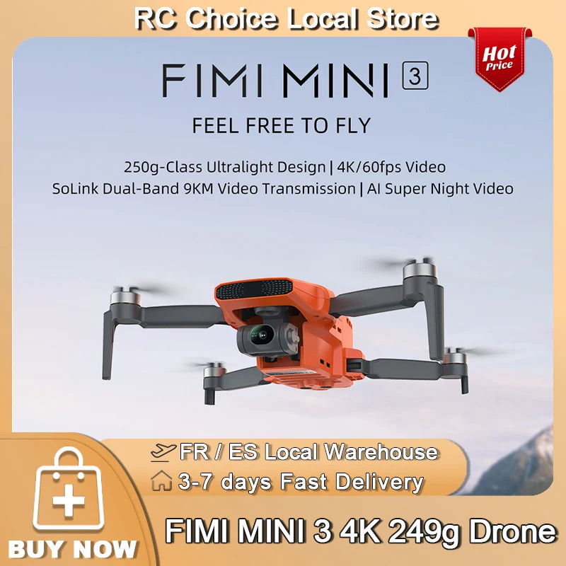 FIMI MINI 3 new Camera Drone 249g 4K 60fps AI Super Night Video 9KM flight distance1/2-inch 48MP Sensor mini pro drone