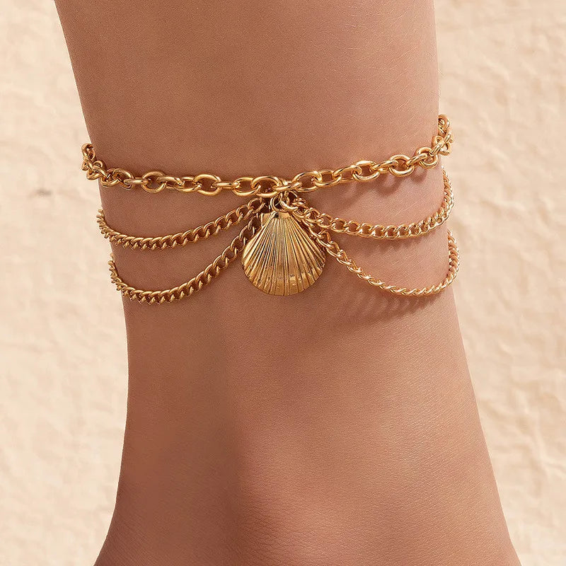 Boho Gold Silver Color Tassel Chain Bracelet Anklet Charms Snake/Starfish/Heart Sexy Leg Ankle On Foot Chain Beach Jewelry