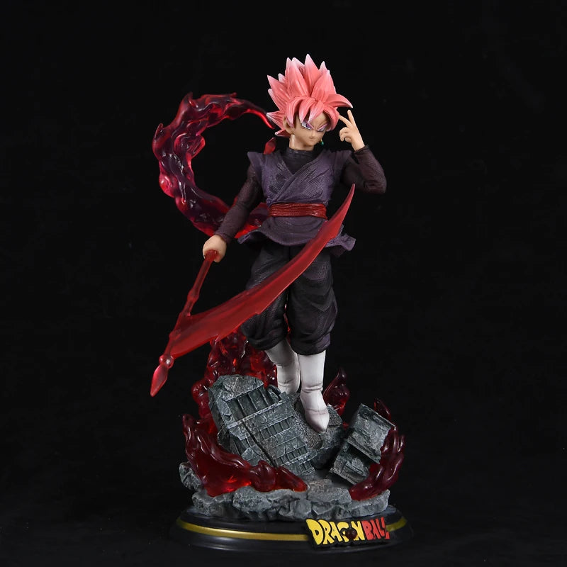 28CM Dragon Ball Z Zamasu Anime Figure Black Goku Action Figurine PVC GK Statue with Light Base Collection Model Decor Toy Gift