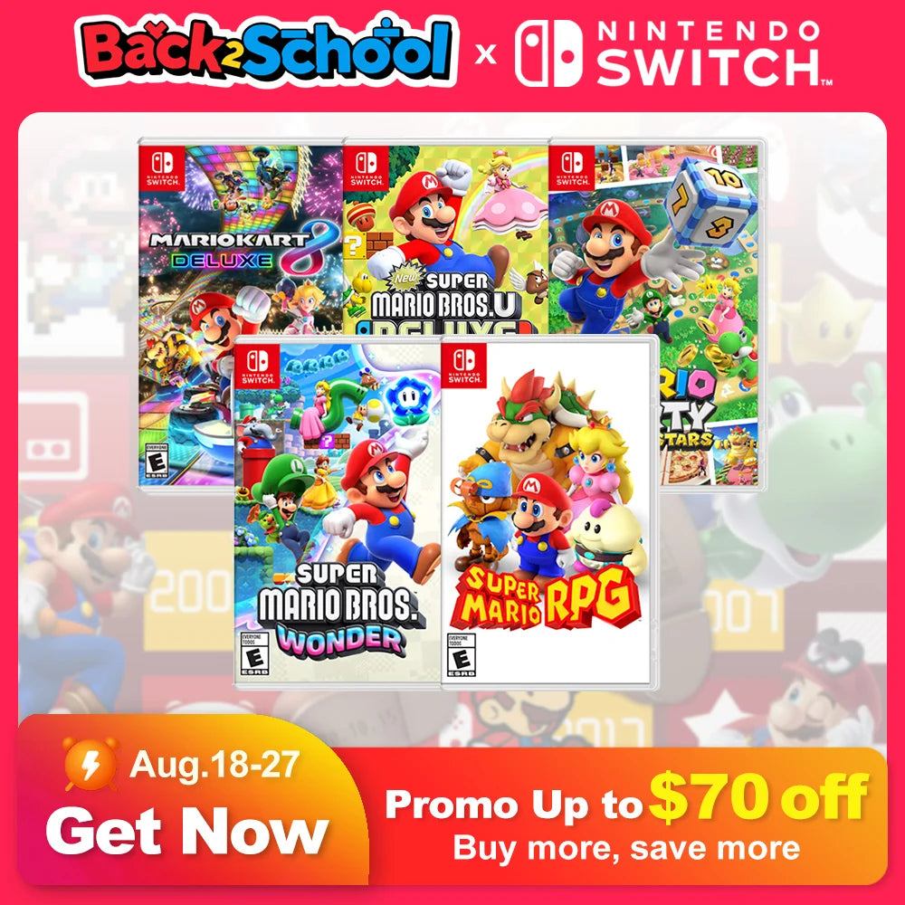 Super Mario Nintendo Switch Games Mario Bros Wonder Kart 8 RPG Mario Strikers Odyssey 3D World Fury U Deluxe Party Superstars