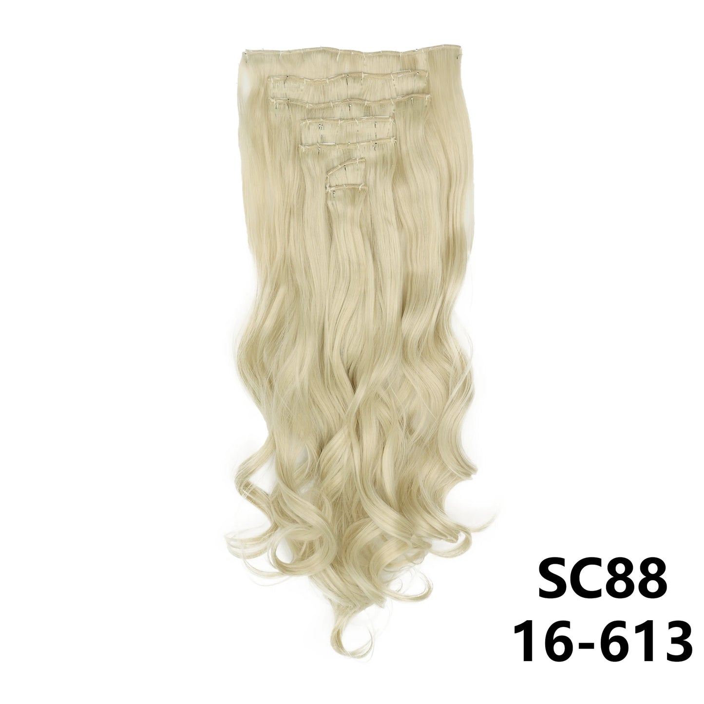 Long Straight Synthetic 16 Clips In Hair Extensions 7Pcs/Set High Temperature Fiber Black Brown Blonde Hairpiece For Women