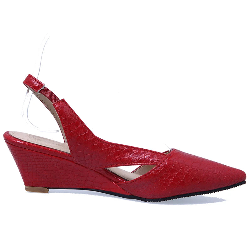 Sweet Casual Wedge Sandals Women Summer Shoes Solid Snake Cut-outs Ladies Mules Fashion Pointed Red White Party Wedding Shoes