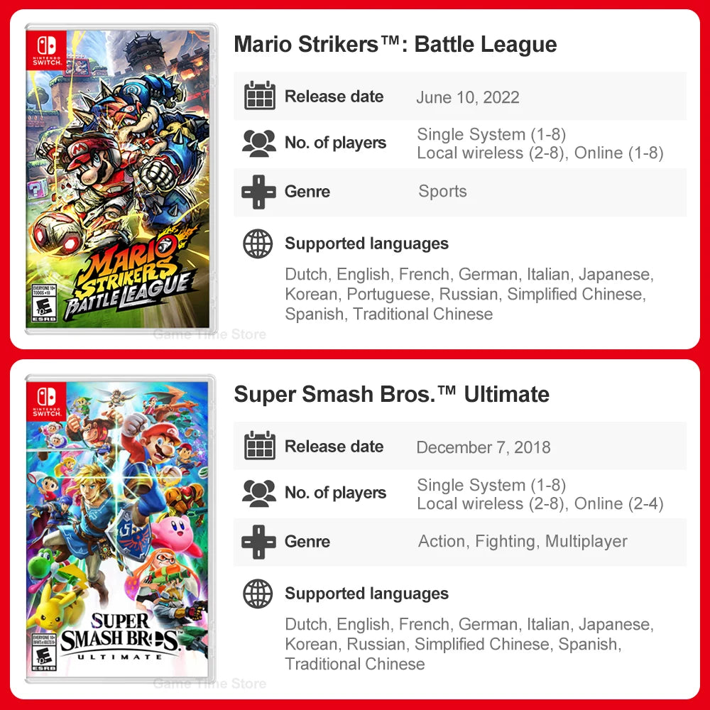 Super Mario Nintendo Switch Games Mario Bros Wonder Kart 8 RPG Mario Strikers Odyssey 3D World Fury U Deluxe Party Superstars