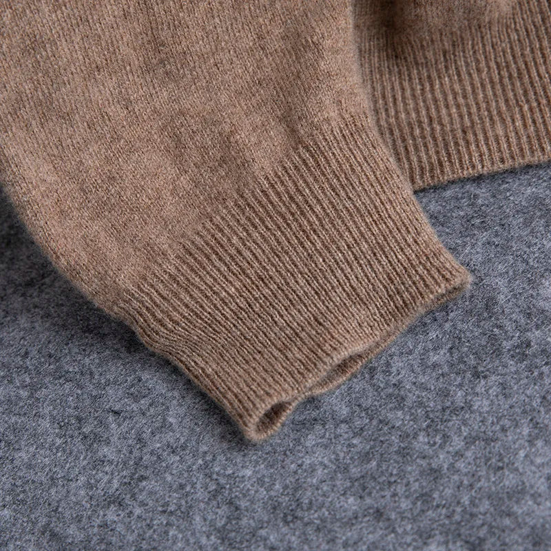 First-line of clothing Men 100% Merino Wool Sweater Spring Autumn V- Collar Pullovers Sweater Long Sleeve Soft Knit Basic Tops