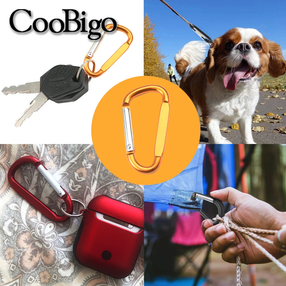 Aluminum Carabiner Key Holder Snap Hook Clip Keychain Keyring Keyfob D Ring Buckle Bottle Hanger Men Outdoor Sport Accessory 2pc