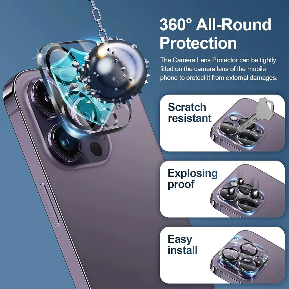 HD Screen Protection For iPhone 16 15 17 14 13 12 11 Pro Max Tempered Glass iPhone15 Pro Camera Lens Film iPhone16 Plus 13 Mini