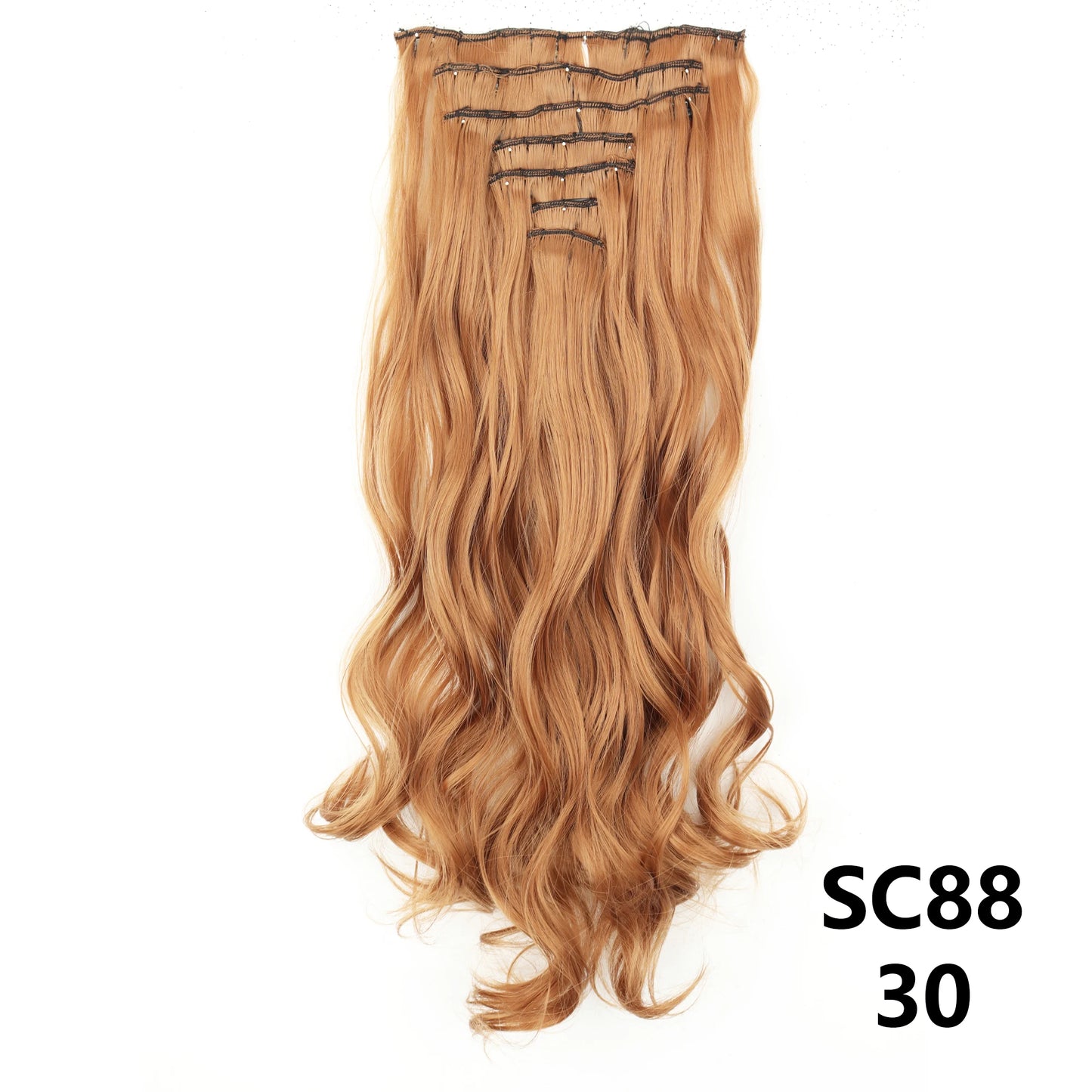 Long Straight Synthetic 16 Clips In Hair Extensions 7Pcs/Set High Temperature Fiber Black Brown Blonde Hairpiece For Women