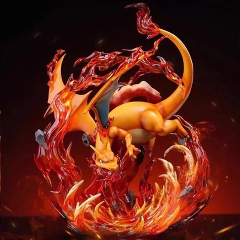 In Stock 20cm Anime Pok é Mon Fire Dragon Black Dragon Spray Fire 1/20 Magical Museum Action Cute Statue Model Toy Decoration