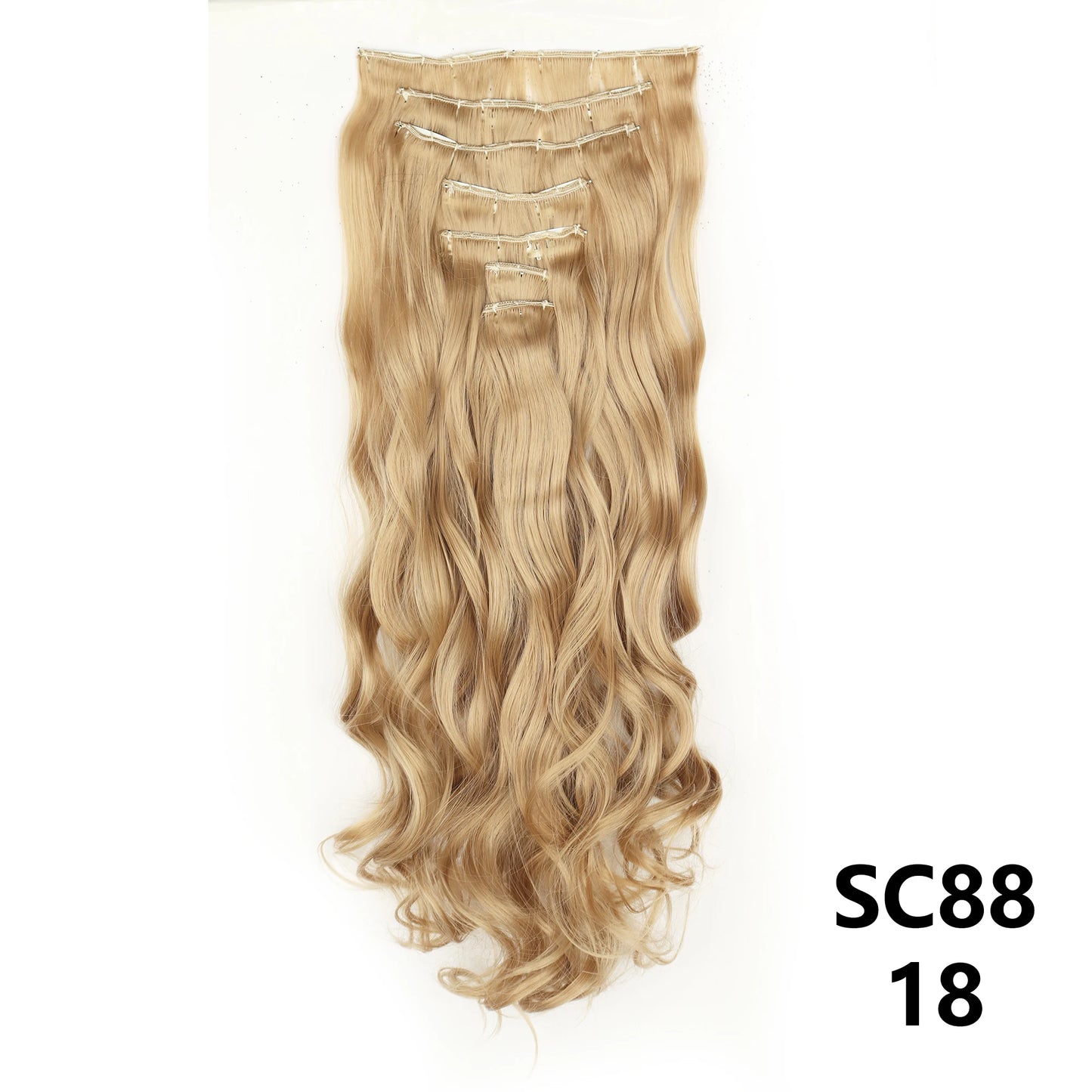 Long Straight Synthetic 16 Clips In Hair Extensions 7Pcs/Set High Temperature Fiber Black Brown Blonde Hairpiece For Women