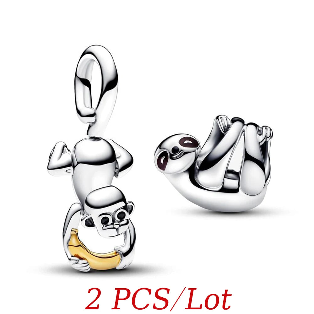 Cute Hanging Sloth Charm Fit Original Pan Bracelet DIY Women Jewelry Gift Sweet Animals Beads 2024 New Arrivals