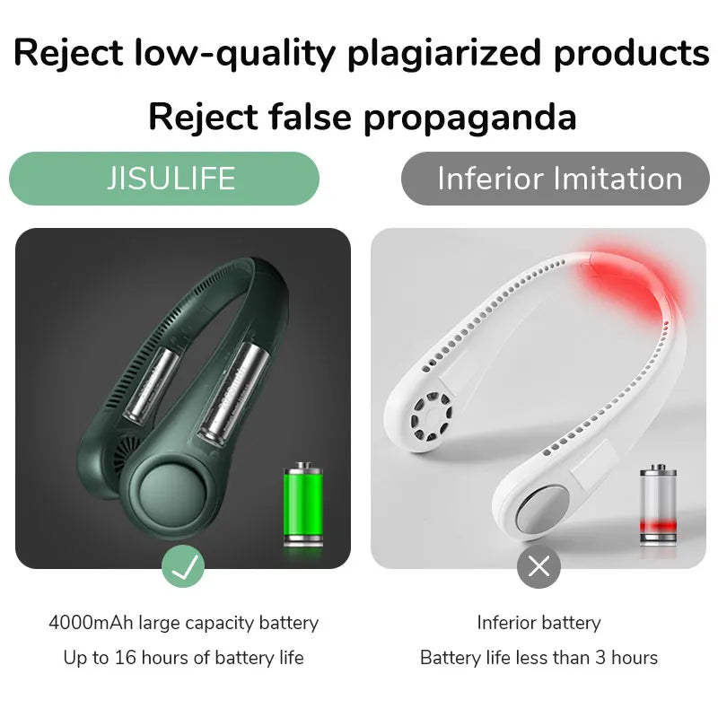 JISULIFE Rechargeable Portable Neck Fan