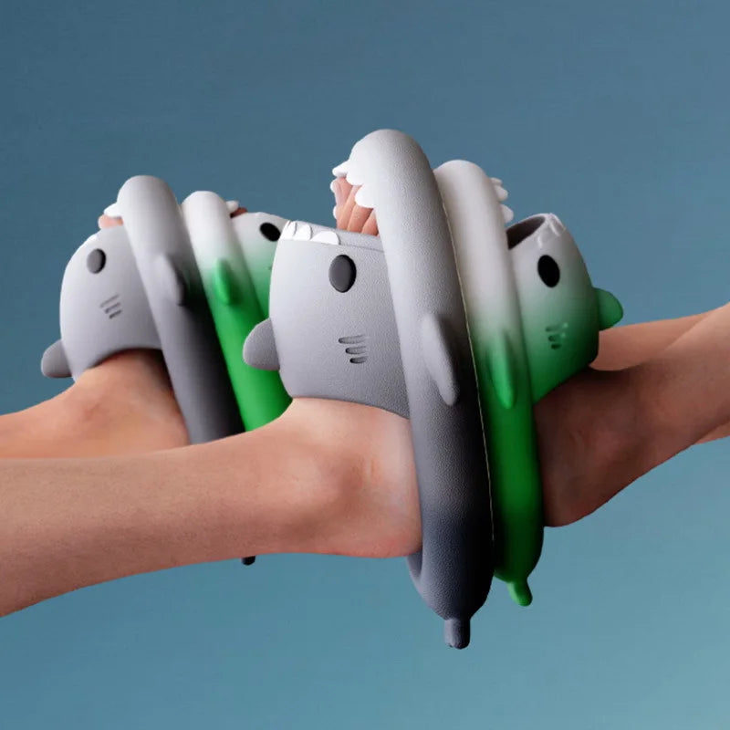 Summer Shark Slippers Women Flip Flops Home Shark Slides Anti-skid EVA Kids Outdoor Flats Shoes For Couples Men Beach Sandals