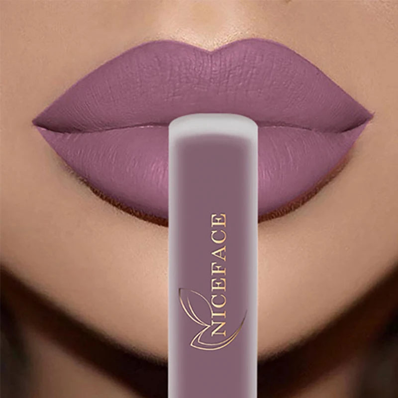NICEFACE Matte Liquid Lipstick Waterproof Long Lasting Lip Gloss Tint Sexy Red Nude Purple Metallic Lipsticks Makeup Cosmetics