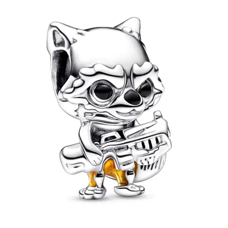 Disney Mickey Minnie Ice and Snow Princess Cartoon Series Pendant DIY Large Hole Zinc Charm Jewelry