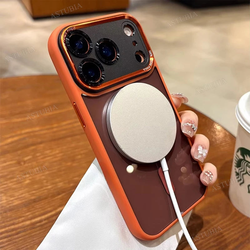 Luxury Magnetic Metal Lens Bumper Protection Case For iPhone 17 Air 16 15 14 13 12 11 Pro Max Plus Wireless Charge Hard Cover