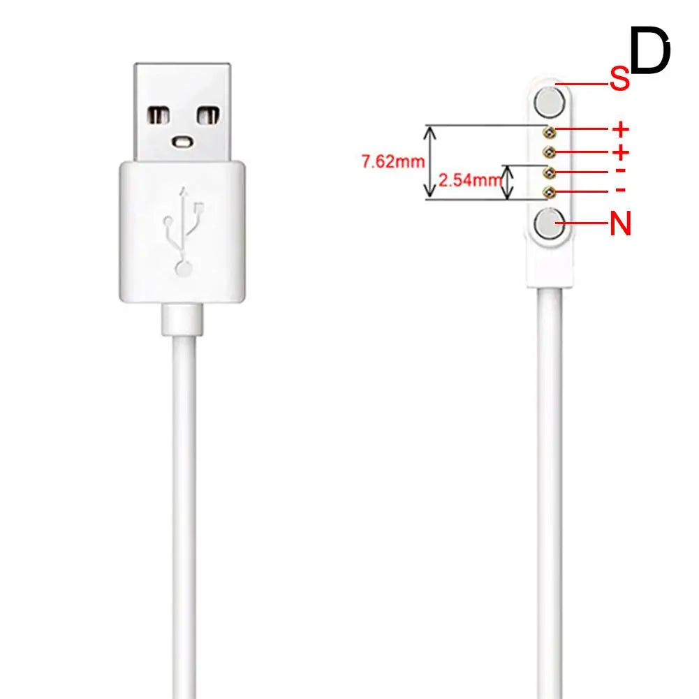 Magnetic Charge Charging Cable For Smart Watch For 2 Pins 2.84/4/7.62mm Distances Black Novel USB Power Charger Cables Universal