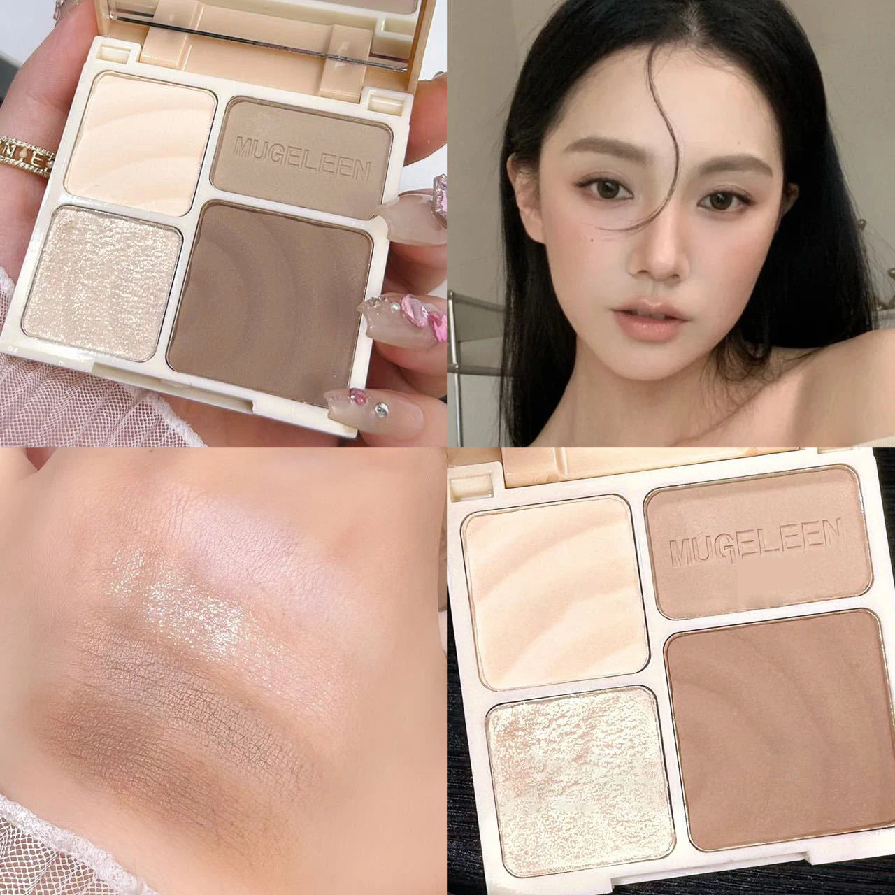 4 Colors Highlighter Contour 3D Facial Bronzer Cosmetic Brightening Beige Matte Highlights Palette Eye Shadow Nose Powder Makeup