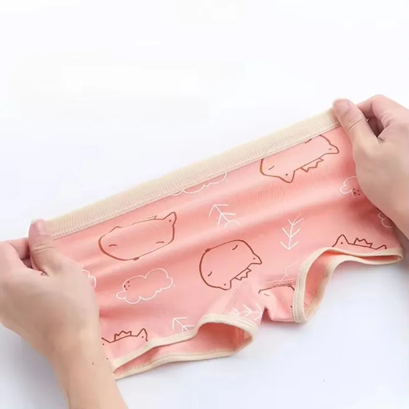 4PCS Girls Cotton Panties Summer Kid Thin Breathable Cartoon Briefs 2+y Young Children Underwears Toddler Antibacterial Knickers